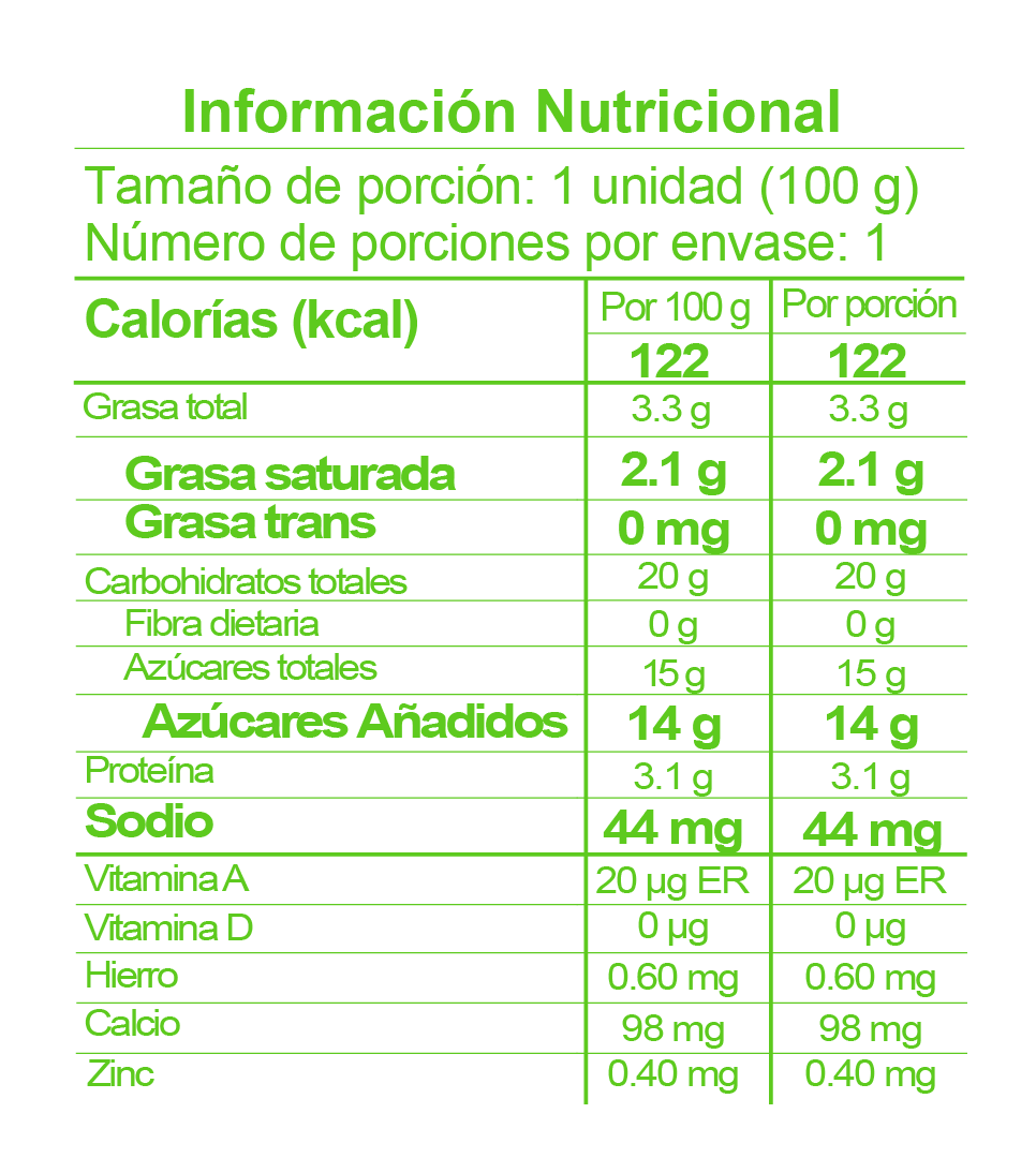 tabla nutricional freskaleche con m&m