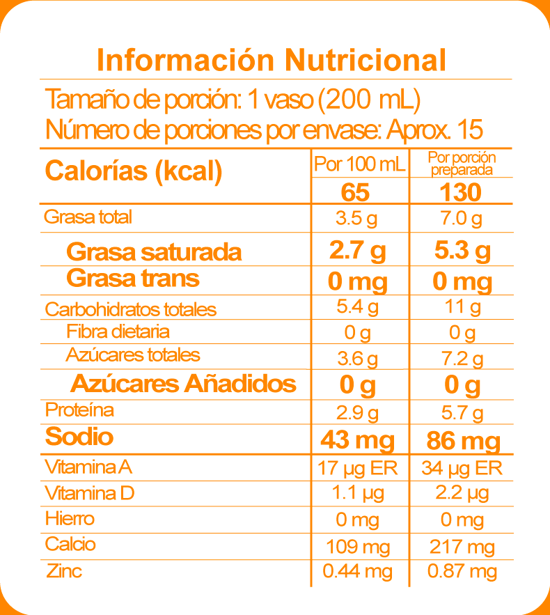 tabla nutricional  freskaleche