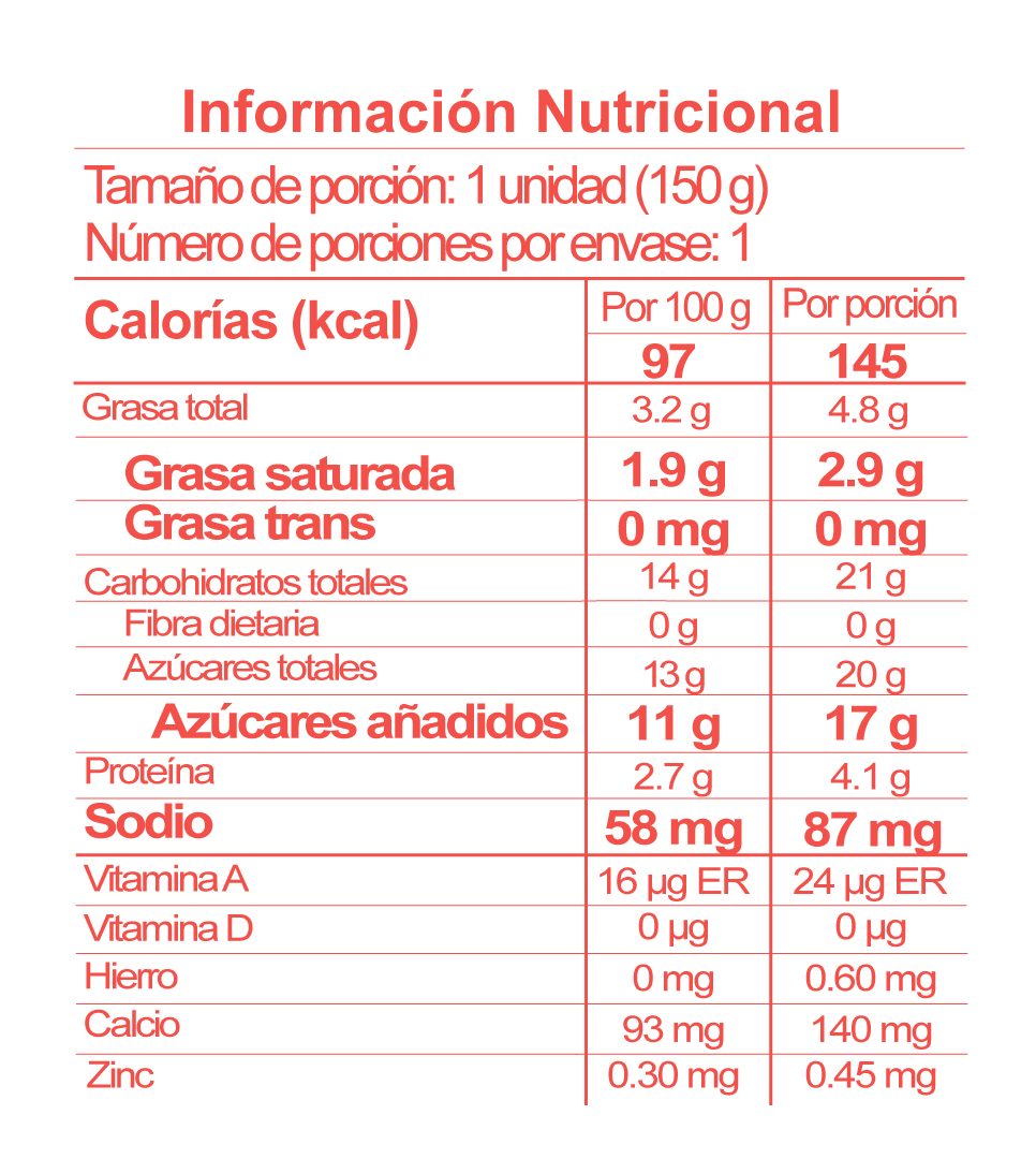 tabla nutricional yogurt freskaleche