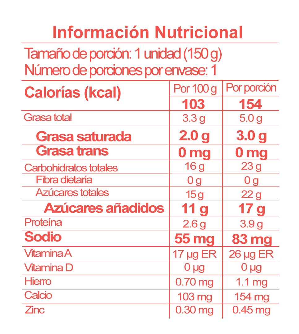 tabla nutricional yogurt freskaleche