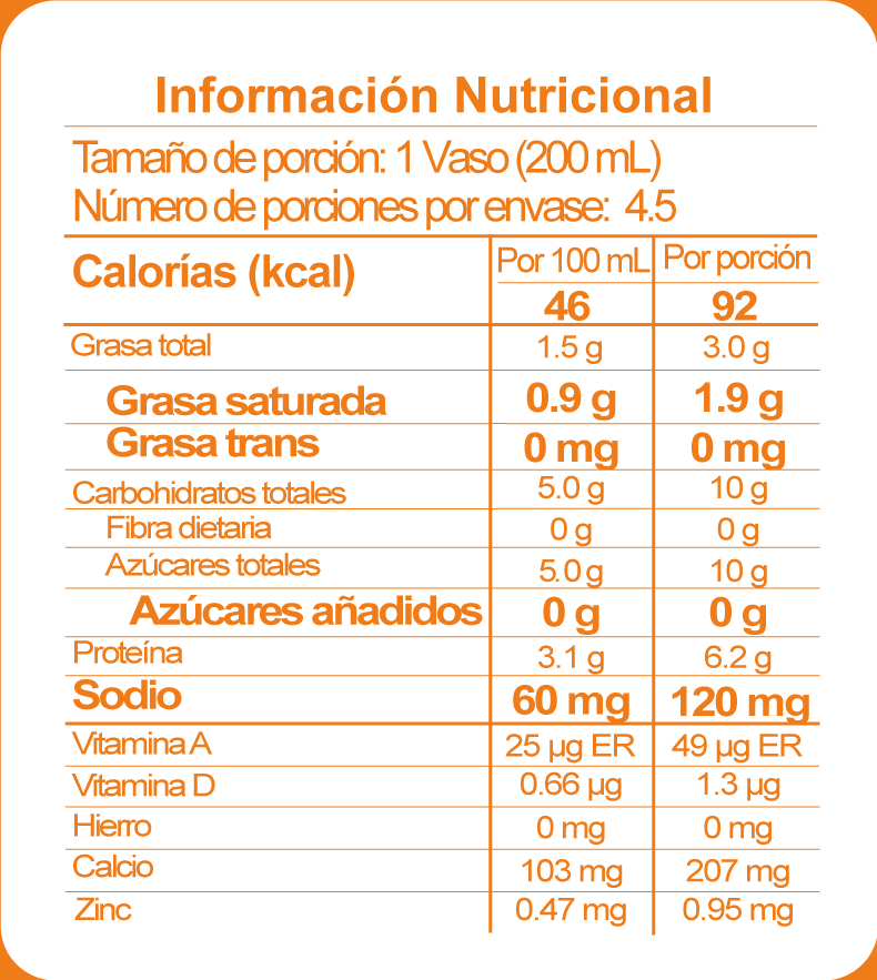 tabla nutricional leche freskadia freskaleche