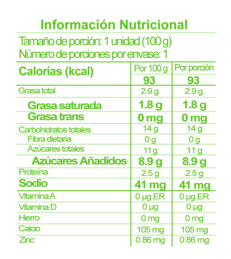 tabla nutricional freskaleche con m&m