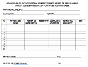 DOCUMENTO DE AUTORIZACIÓN Y CONSENTIMIENTO DE USO DE DERECHOS DE IMAGEN SOBRE FOTOGRAFÍAS Y FIJACIONES AUDIOVISUALES